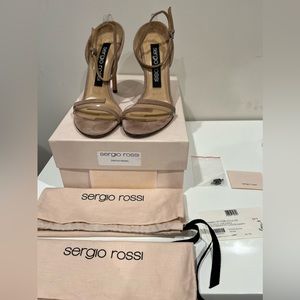 Sergio Rossi nude/ blush pink Karen Royal +PVC ITALY 37.5 Scrape Donna Sandal